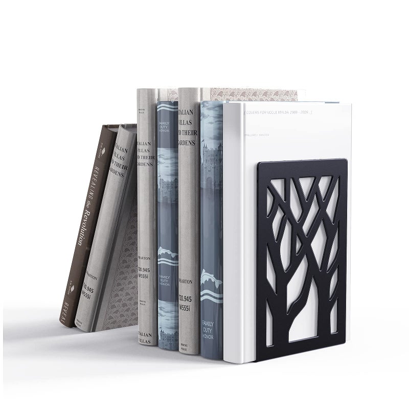 shikaman Metal Bookends-Heavy Book Ends for Shelves,Book Shelf Holder Home Decorative,Black Bookend Supports - Image 1